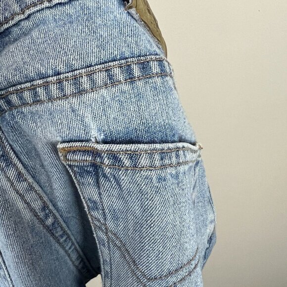 Todd Oldham Jeans 7x33 Blue Flare Leg Bell Bottom Mid Rise Denim 90s Y2K Hippie - Picture 10 of 15